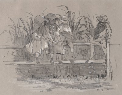 Bambini seduti su una staccionata da Winslow Homer