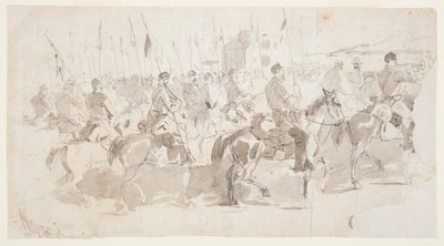Disegno del sesto reggimento di cavalleria del generale McClellan che si imbarca ad Alessandria per Old Point Comfort, 2 aprile 1862. da Winslow Homer