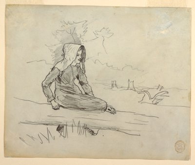 Disegno, Ragazza seduta su un tronco d