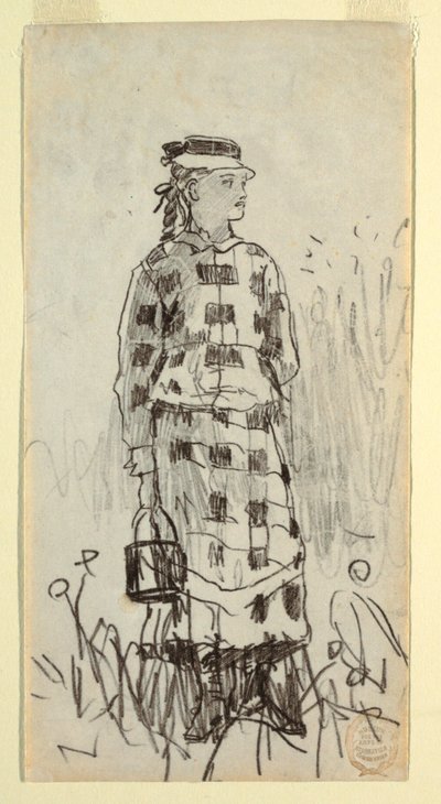 Disegno, Ragazza con il secchio per il pranzo, 1879 da Winslow Homer