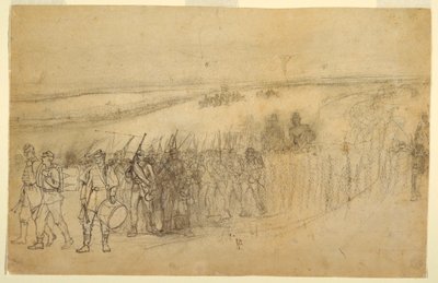 Disegno, colonna di fanteria in marcia, 1862 ca. da Winslow Homer