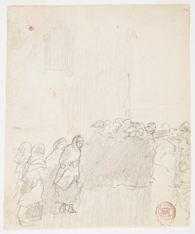 Disegno, Uomini e donne che guardano il mare, Cullercoats, Inghilterra, 1881 da Winslow Homer