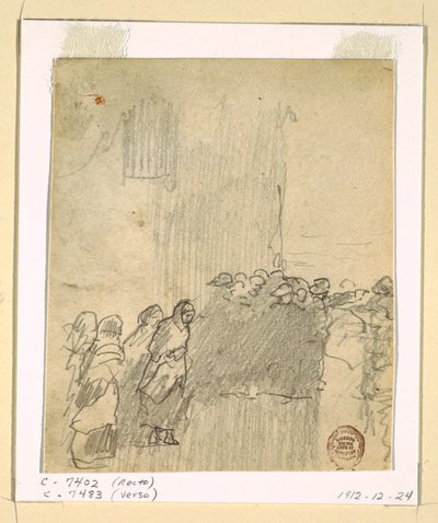 Disegno, Uomini e donne che guardano il mare, Cullercoats, Inghilterra, 1881 da Winslow Homer