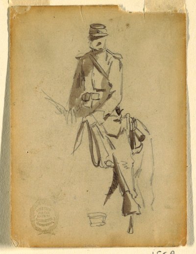 Disegno, ufficiale di cavalleria a cavallo, 1862 da Winslow Homer