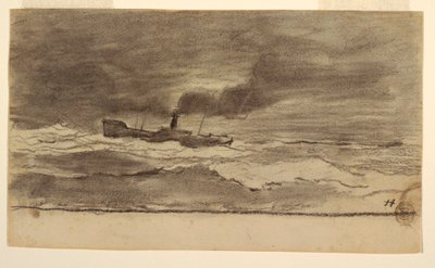 Disegno, Paesaggio marino con peschereccio, Cullercoats, Inghilterra, 1881-82 da Winslow Homer