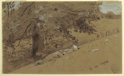 Disegno, pastorella che riposa sotto un albero, 1878 da Winslow Homer