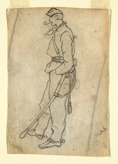 Disegno, Soldato con spada e pipa, 1862 da Winslow Homer