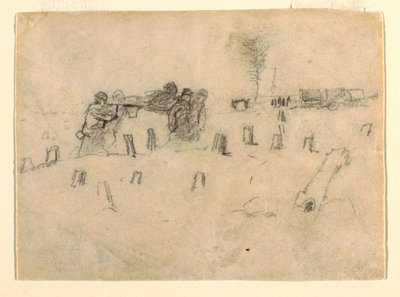 Disegno, barellieri che trasportano un soldato, probabilmente 1862 da Winslow Homer