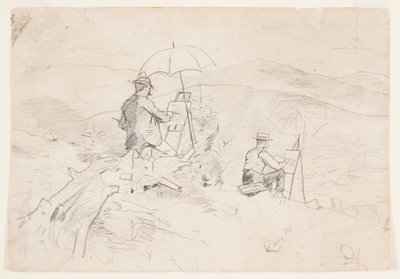 Disegno, studio per "Artists Sketching in the White Mountains" e "The Artist in the Country", 1868 da Winslow Homer