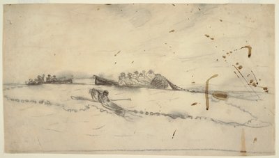 Disegno, tre barche con pescatori che stendono una rete, 1881-82 da Winslow Homer