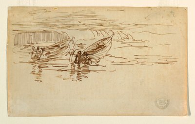 Disegno, due dories in fase di varo, Inghilterra, 1881 da Winslow Homer