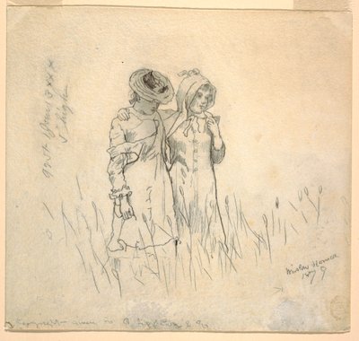 Disegno, Due ragazze in un campo, 1879 da Winslow Homer