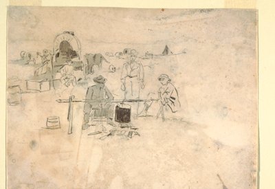 Disegno, Due studi di un trombettiere, 1862-64 da Winslow Homer