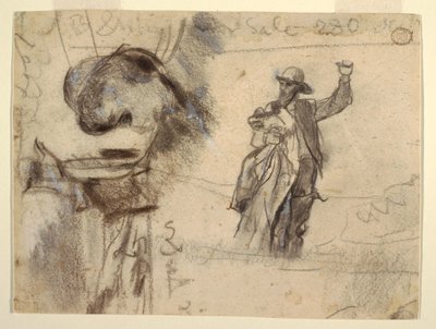 Disegno, Due studi di un marinaio con braccio alzato (studi per La vedetta-Tutto bene e Il naufragio) da Winslow Homer