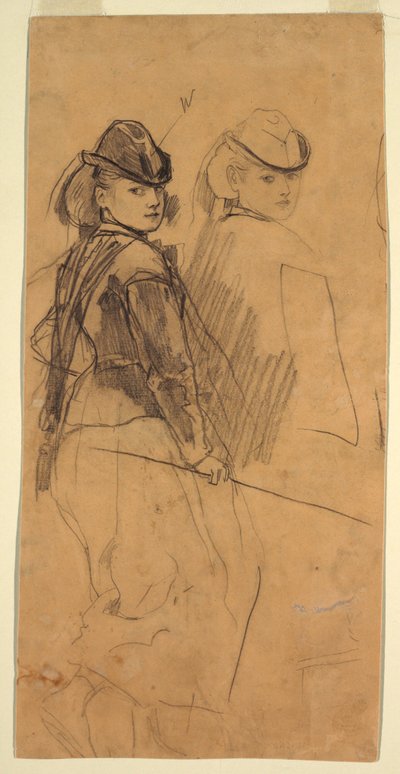 Disegno, Due studi di una ragazza che si guarda alle spalle, 1862 ca. da Winslow Homer