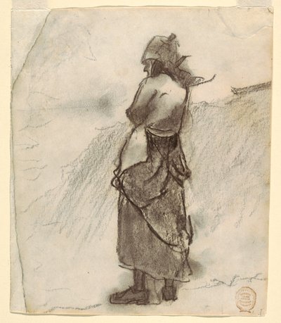 Disegno, Donna che guarda il mare, Cullercoats, Inghilterra, 1881-82 da Winslow Homer