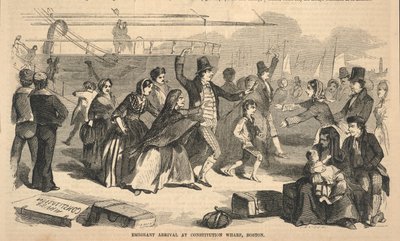 Arrivo degli emigranti a Constitution Wharf, Boston, da Ballou