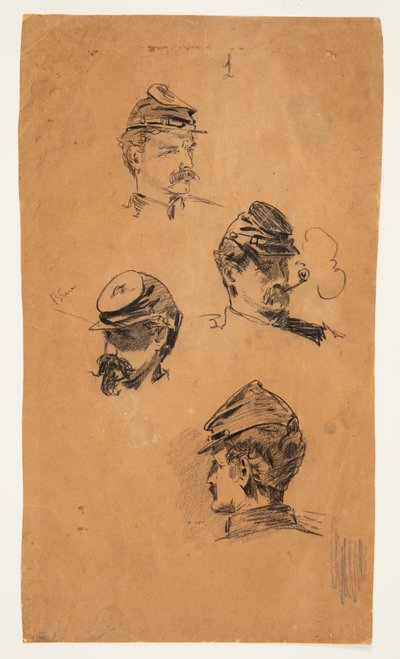 Quattro studi di teste di soldati da Winslow Homer