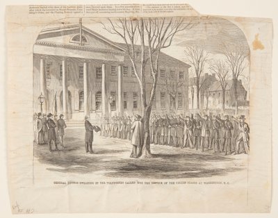 Il generale Thomas che giura i volontari chiamati al servizio degli Stati Uniti a Washington D.C. da Winslow Homer