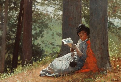 Ragazza che legge sotto una quercia, 1879 da Winslow Homer
