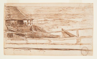 Casa con ringhiera e barche arenate da Winslow Homer