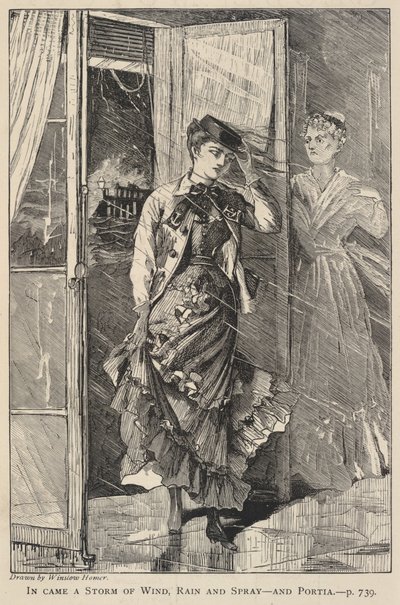 Si levò una tempesta di vento, pioggia e spruzzi - e Portia, da The Galaxy, dicembre 1869 da Winslow Homer