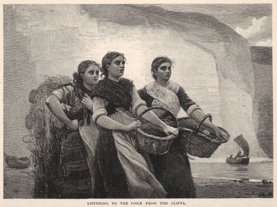 Ascoltando la voce dalle scogliere, da The Century Magazine, novembre 1883 da Winslow Homer