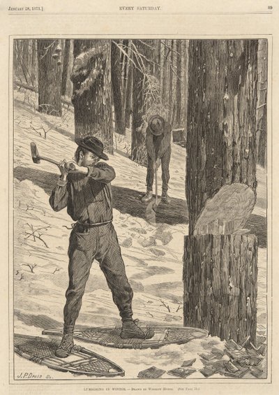 Taglio del legname in inverno, da Every Saturday, 28 gennaio 1871 da Winslow Homer