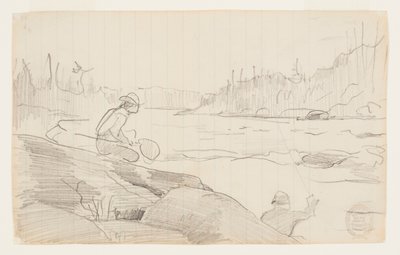 Uomini che pescano con una canna e una rete da Winslow Homer