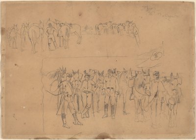 Ufficiali e cavalli a riposo, 1864 da Winslow Homer