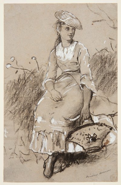 Ragazza seduta con un cesto da Winslow Homer
