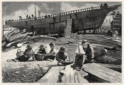 Costruzione di navi, porto di Gloucester da Winslow Homer