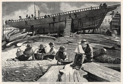 Costruzione di navi, Gloucester Harbor, 1873 da Winslow Homer