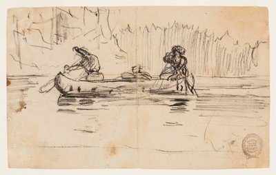Vista laterale di una canoa con due uomini da Winslow Homer