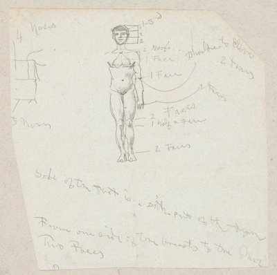 Schizzo di un nudo maschile con annotazioni da Winslow Homer
