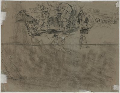 Scaramuccia con un convoglio di carri (verso) da Winslow Homer