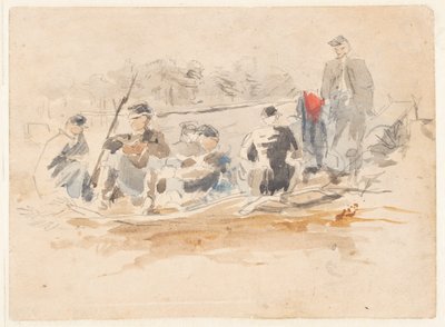 Soldati seduti in gruppo da Winslow Homer