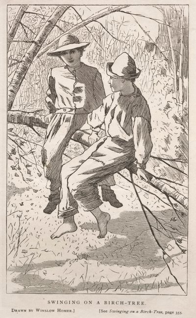 Dondolarsi su un albero di betulla, 1867 da Winslow Homer