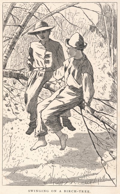 Dondolando su una betulla, da Our Young Folks, giugno 1867 da Winslow Homer