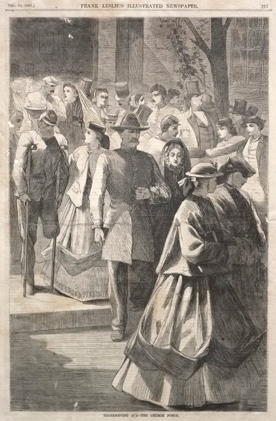 Giorno del Ringraziamento - Il Portico della Chiesa da Winslow Homer