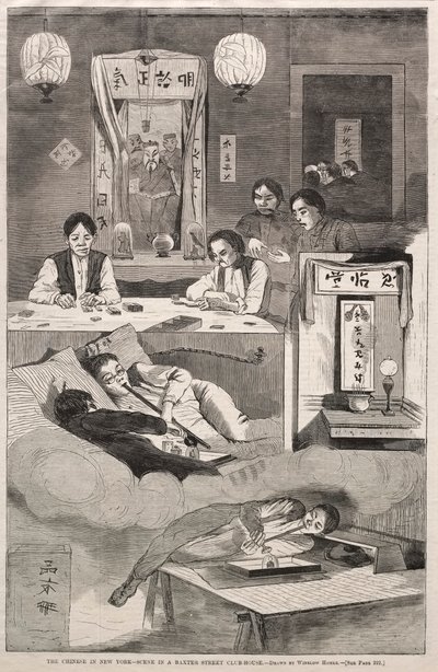 I cinesi a New York - Scena in un club di Baxter Street, 1874 da Winslow Homer