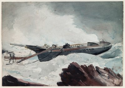 La goletta naufragata, 1900-10 circa (acquerello e carboncino su carta) da Winslow Homer