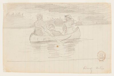 Tre uomini in una canoa, Il Manigne, Quebec da Winslow Homer