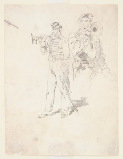 Due studi di un trombettiere da Winslow Homer