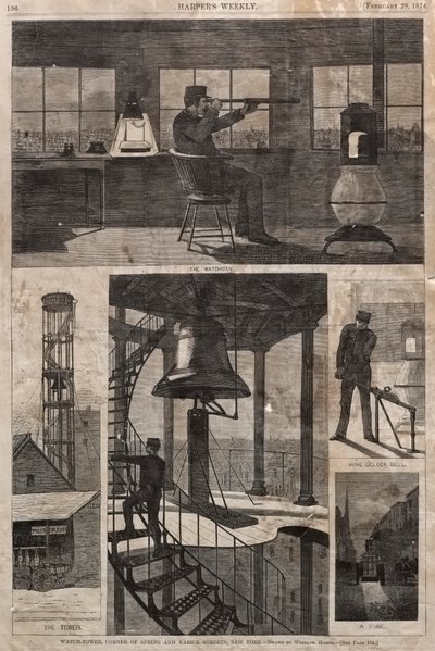 Torre di guardia, angolo tra Spring e Varick Street, New York da Winslow Homer