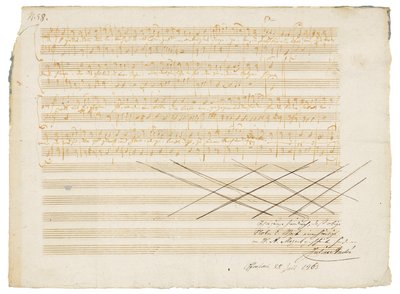 Manoscritto musicale autografo, Zwei deutsche Kirchenlieder, K.343 da Wolfgang Amadeus Mozart