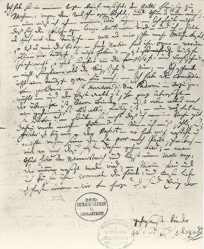 Lettera autografa di Wolfgang Amadeus Mozart da Wolfgang Amadeus Mozart