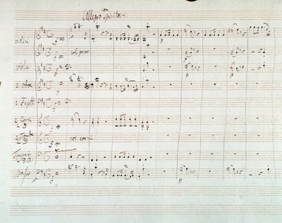 Pagina di spartito della Sinfonia n. 8 in re maggiore, di Mozart (1768) da Wolfgang Amadeus Mozart
