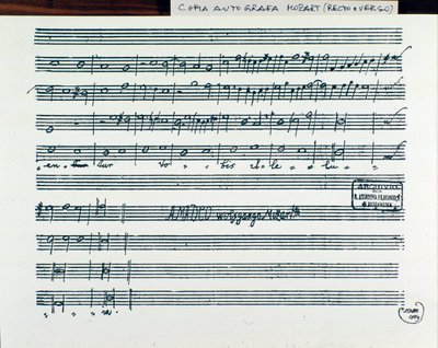 Pagina di spartito di Querite primum regnum Dei di Mozart per ottenere il titolo di Accademico filarmonico, versione corretta da padre Martini (1770) da Wolfgang Amadeus Mozart