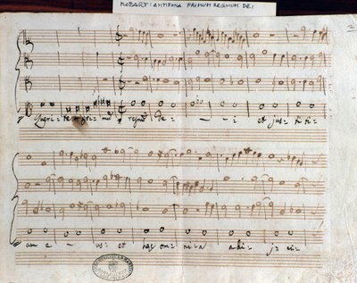 Pagina di spartito di Querite primum regnum Dei di Mozart per ottenere il titolo di Accademico filarmonico (1770) da Wolfgang Amadeus Mozart